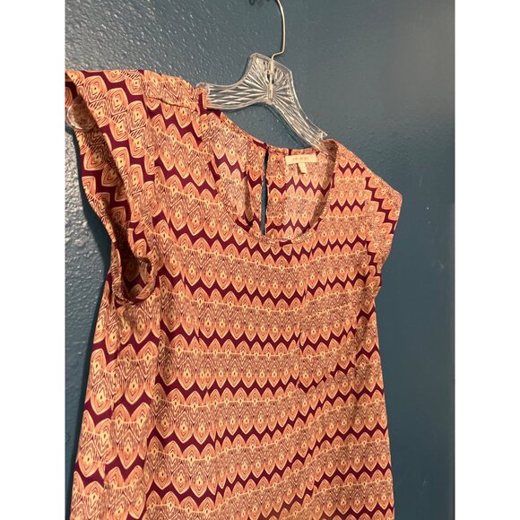 Geometric Print Cap Sleeve Blouse Small - Picture 3 of 7